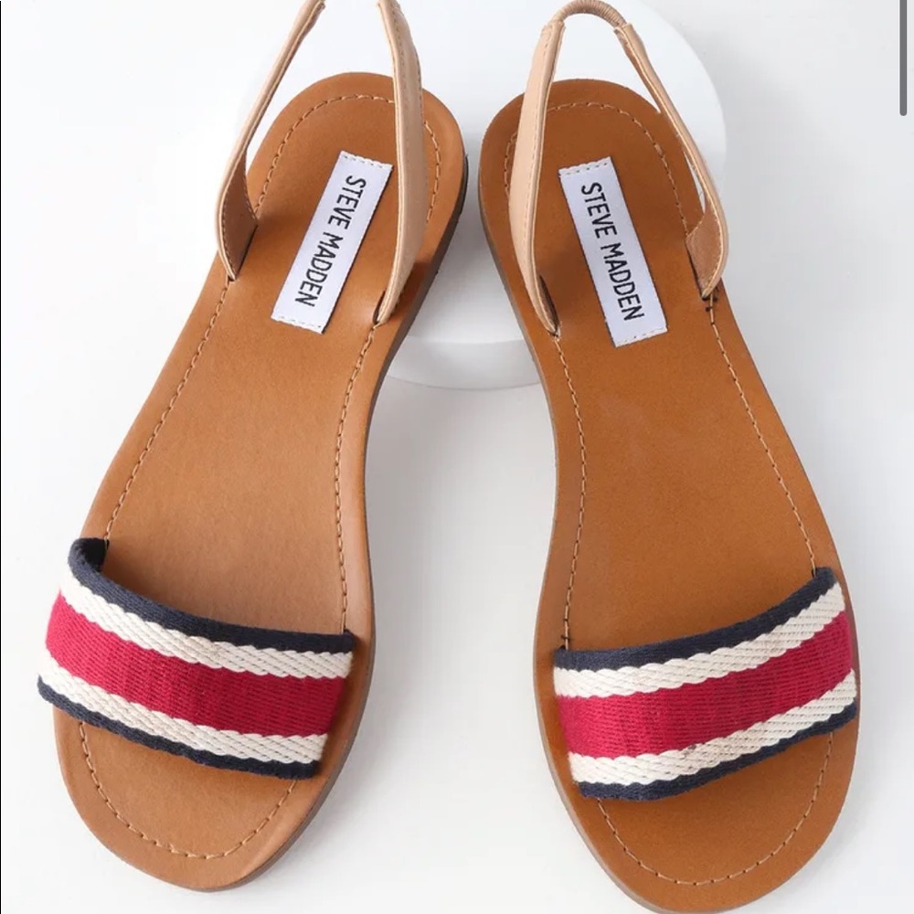 Steve Madden Abella White Multi Flat Sandals